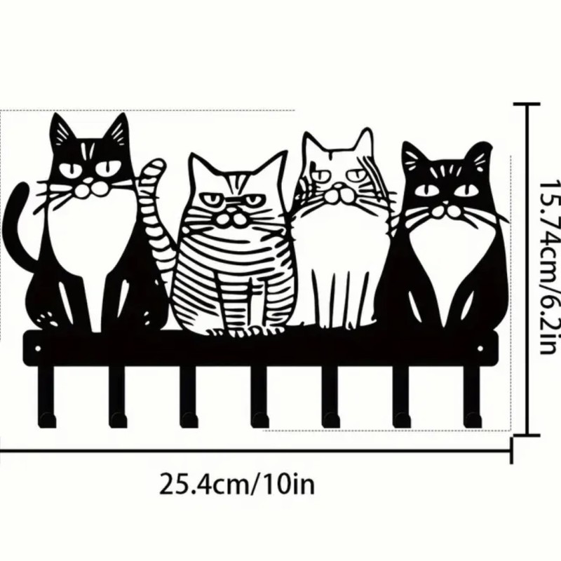 Металева ключниця Котики, Ключниця з котами.. Ключниця металева котики, металева пластинка з крючками коти