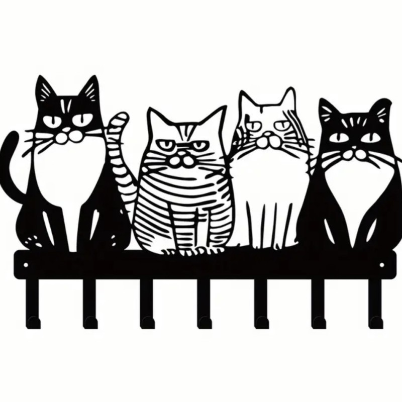 Металева ключниця Котики, Ключниця з котами.. Ключниця металева котики, металева пластинка з крючками коти