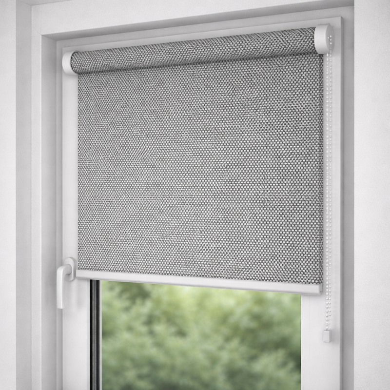 Screen 06 White-Black – Тканина Screen для ролет день-ніч, біло-чорна, світлопроникна з отворами