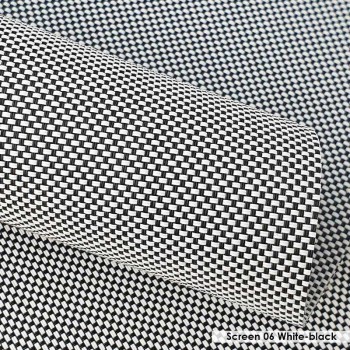 Screen 06 White-Black – Тканина Screen для ролет день-ніч, біло-чорна, світлопроникна з отворами