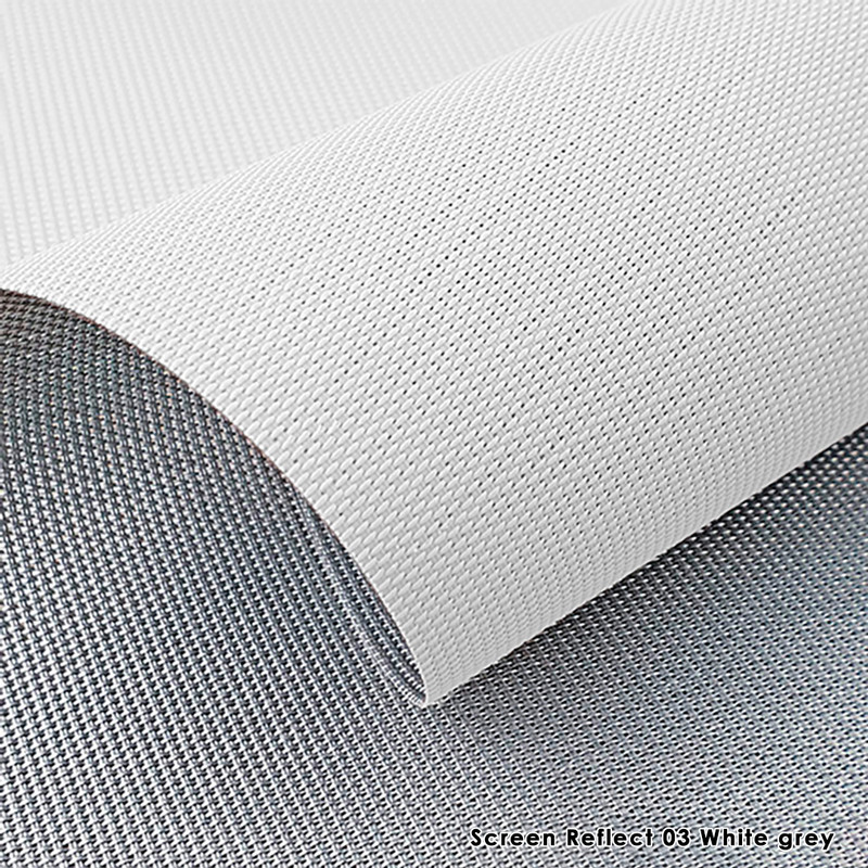 Тканина Screen Reflect 03 White Grey — сонцезахисна тканина для рулонних штор відкритість 5%біло-сіра
