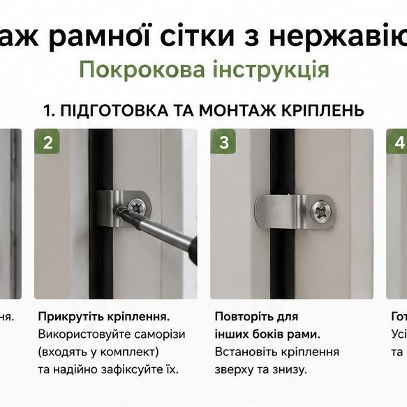 Москітна сітка рамна з нержавіючої сталі «Антикіт»